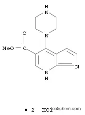 Molecular Structure of 1172066-46-4 (1H-Pyrrolo[2,3-b]pyridine-5-carboxylic acid, 4-(1-piperazinyl)-, methyl ester, hydrochloride (1:2))